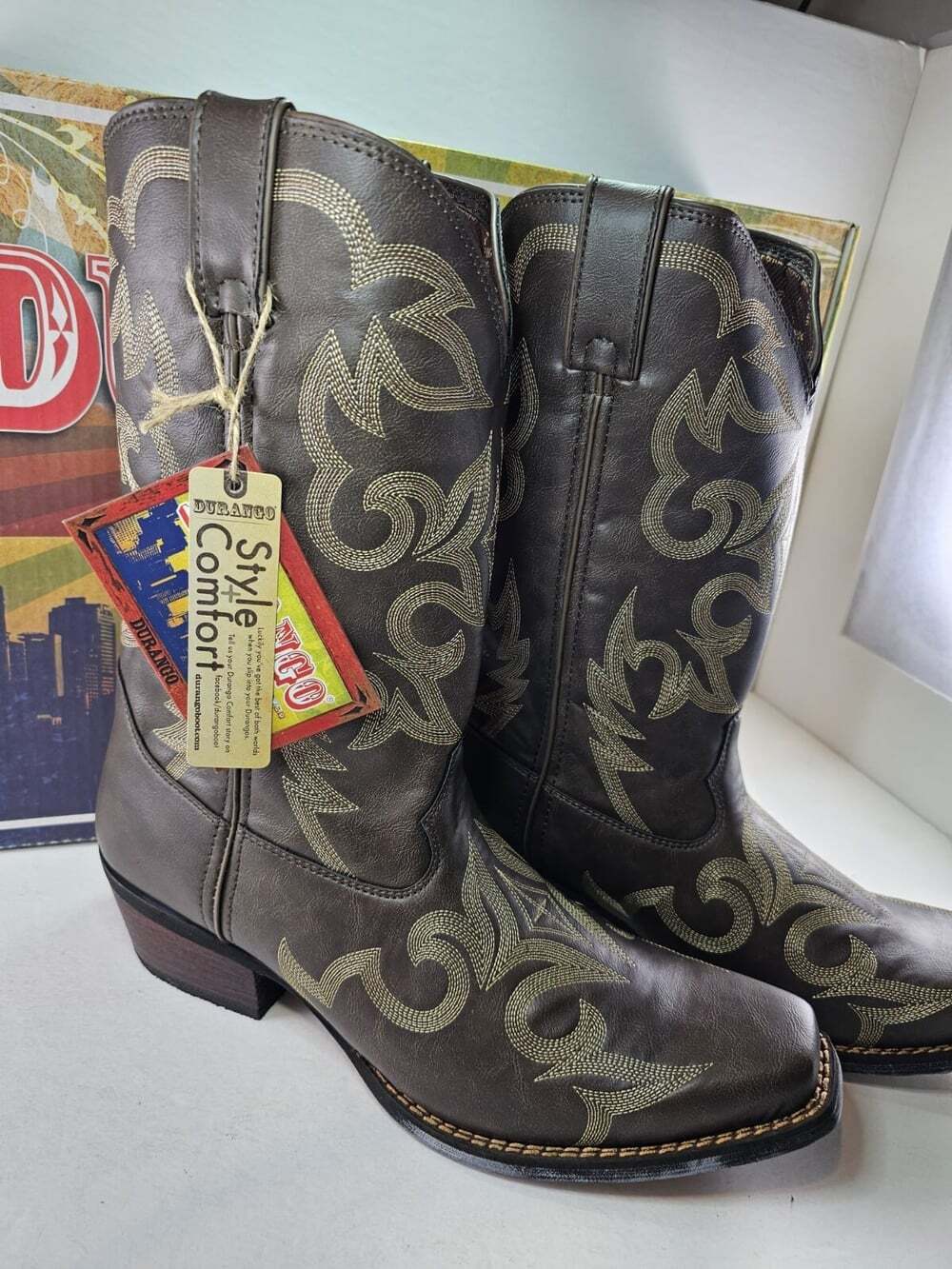 Durango Gambler Boots Men's 11w NIB Southwest Cowboy Brown Leather DDB0088